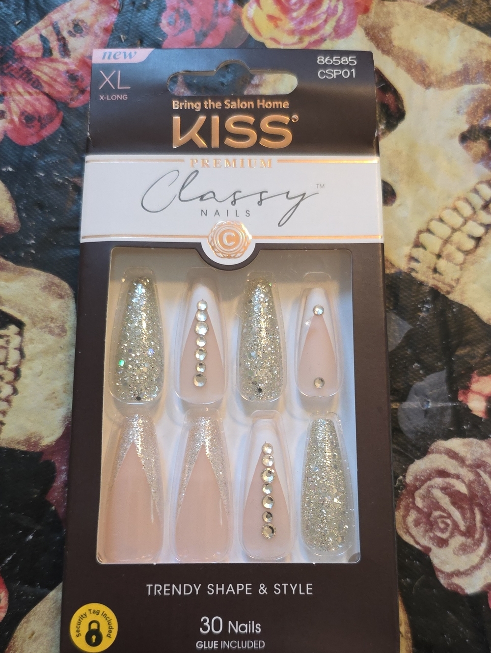 Classy frinch with silver glitter and diamond Nails.